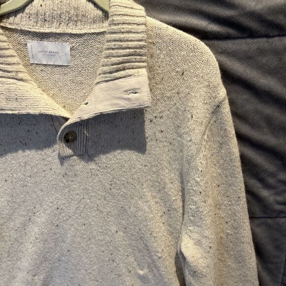 Lucky Brand Mens Shirt Sweater Top Pullover Size Large Henley Waffle Knit - Picture 2 of 7